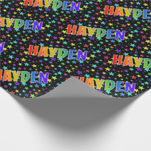 Rainbow Vorname "HAYDEN" + Sterne Geschenkpapier