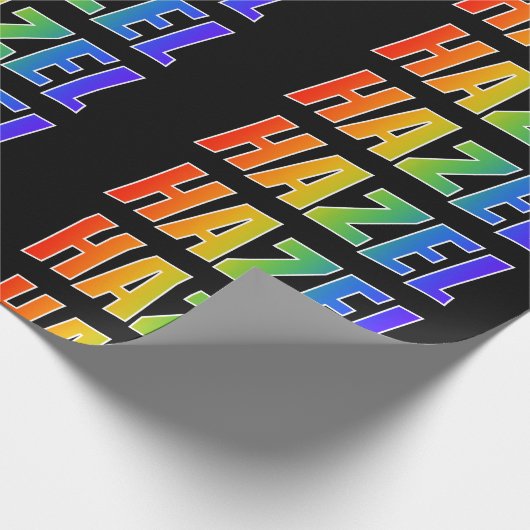 Rainbow Vorname "HAZEL"; Fun & Colorful Geschenkpapier (Ecke)