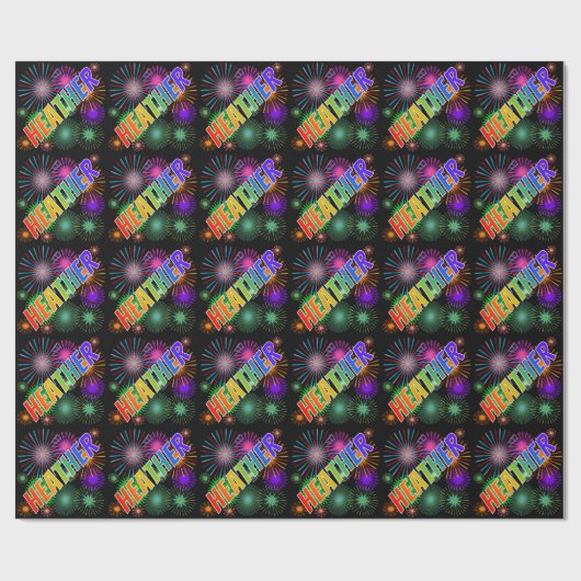 Rainbow Vorname "HEATHER" + Feuerwerk Geschenkpapier (Flach)