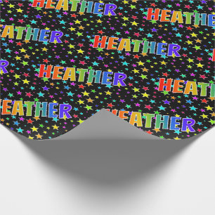 Rainbow Vorname "HEATHER" + Sterne Geschenkpapier
