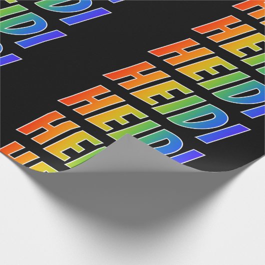 Rainbow Vorname "HEIDI"; Fun & Colorful Geschenkpapier (Ecke)