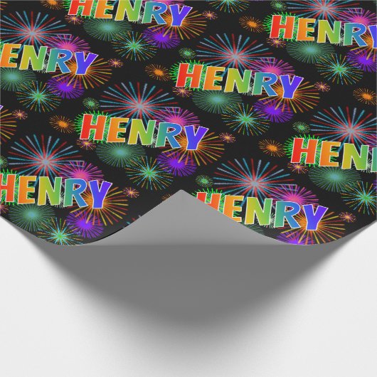 Rainbow Vorname "HENRY" + Feuerwerk Geschenkpapier (Ecke)