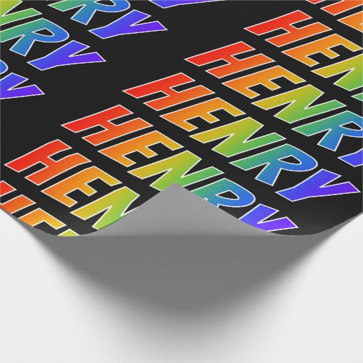 Rainbow Vorname "HENRY"; Fun & Colorful Geschenkpapier (Ecke)