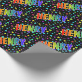 Rainbow Vorname "HENRY" + Sterne Geschenkpapier (Ecke)