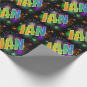 Rainbow Vorname "IAN" + Feuerwerk Geschenkpapier (Ecke)