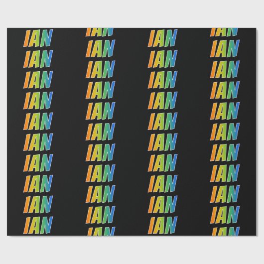 Rainbow Vorname "IAN"; Fun & Colorful Geschenkpapier (Flach)