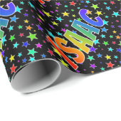 Rainbow Vorname "ISAAC" + Sterne Geschenkpapier (Rolleneckpunkt)