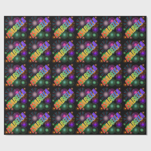 Rainbow Vorname "ISABELLA" + Feuerwerke Geschenkpapier (Flach)