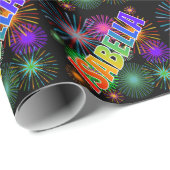 Rainbow Vorname "ISABELLA" + Feuerwerke Geschenkpapier (Rolleneckpunkt)