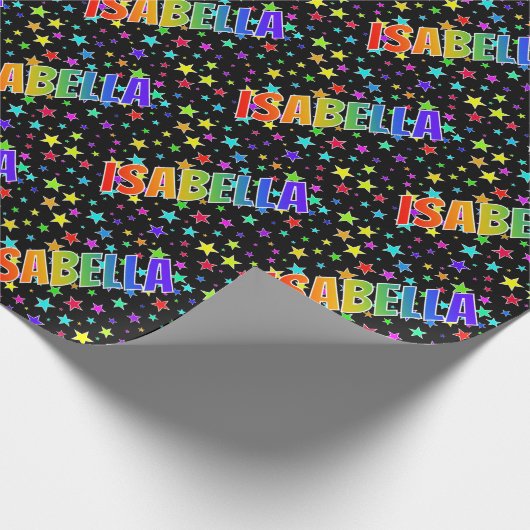 Rainbow Vorname "ISABELLA" + Sterne Geschenkpapier (Ecke)