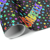 Rainbow Vorname "ISABELLE" + Sterne Geschenkpapier (Rolleneckpunkt)