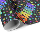 Rainbow Vorname "ISAIAH" + Sterne Geschenkpapier (Rolleneckpunkt)
