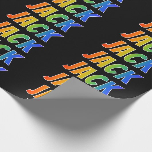 Rainbow Vorname "JACK"; Fun & Colorful Geschenkpapier (Ecke)