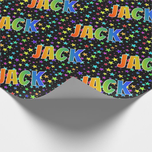 Rainbow Vorname "JACK" + Sterne Geschenkpapier (Ecke)