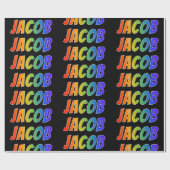 Rainbow Vorname "JACOB"; Fun & Colorful Geschenkpapier (Flach)
