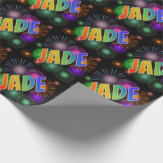 Rainbow Vorname "JADE" + Fireworks Geschenkpapier (Ecke)