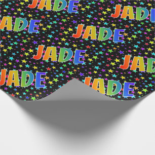 Rainbow Vorname "JADE" + Sterne Geschenkpapier