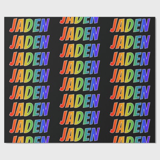Rainbow Vorname "JADEN"; Fun & Colorful Geschenkpapier (Flach)