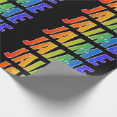 Rainbow Vorname "JAIME"; Fun & Colorful Geschenkpapier (Ecke)