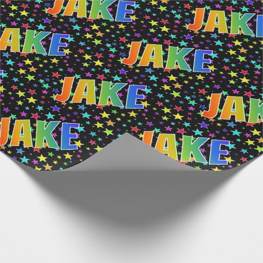 Rainbow Vorname "JAKE" + Sterne Geschenkpapier (Ecke)