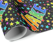 Rainbow Vorname "JAKE" + Sterne Geschenkpapier (Rolleneckpunkt)