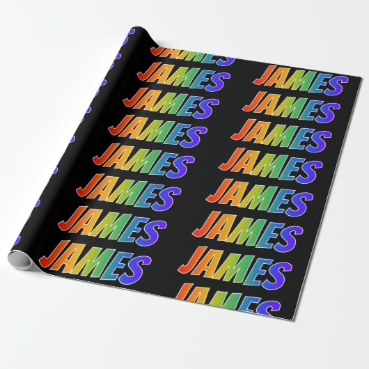 Rainbow Vorname "JAMES"; Fun & Colorful Geschenkpapier (Ungerollt)