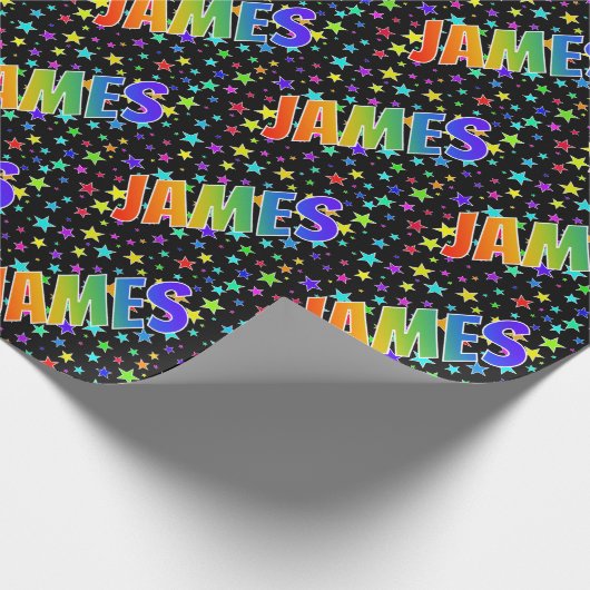 Rainbow Vorname "JAMES" + Sterne Geschenkpapier (Ecke)