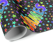 Rainbow Vorname "JAMES" + Sterne Geschenkpapier (Rolleneckpunkt)