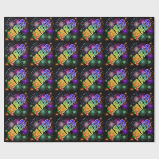 Rainbow Vorname "JARED" + Feuerwerk Geschenkpapier (Flach)