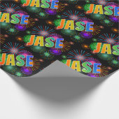 Rainbow Vorname "JASE" + Feuerwerk Geschenkpapier (Ecke)