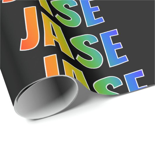 Rainbow Vorname "JASE"; Fun & Colorful Geschenkpapier (Rolleneckpunkt)