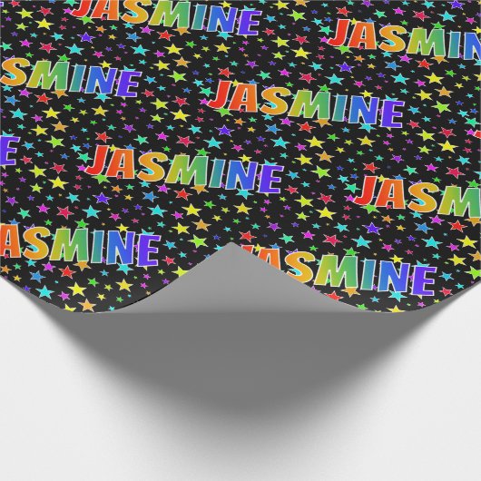 Rainbow Vorname "JASMINE" + Sterne Geschenkpapier (Ecke)