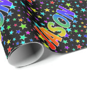 Rainbow Vorname "JASON" + Sterne Geschenkpapier (Rolleneckpunkt)