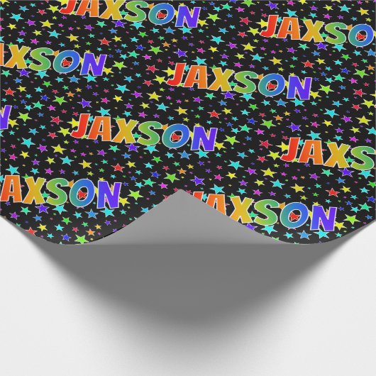Rainbow Vorname "JAXSON" + Sterne Geschenkpapier (Ecke)