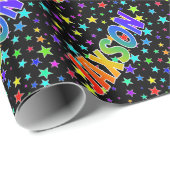 Rainbow Vorname "JAXSON" + Sterne Geschenkpapier (Rolleneckpunkt)