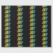 Rainbow Vorname "JAY"; Fun & Colorful Geschenkpapier (Flach)