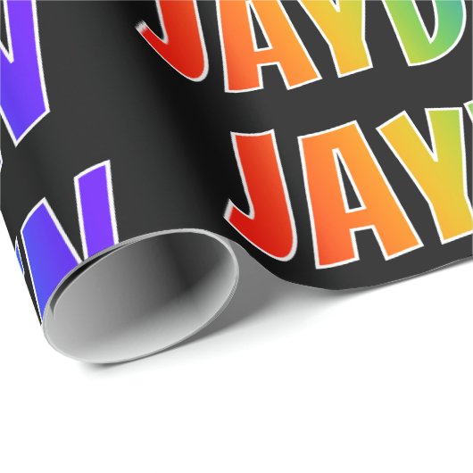Rainbow Vorname "JAYDEN"; Fun & Colorful Geschenkpapier (Rolleneckpunkt)