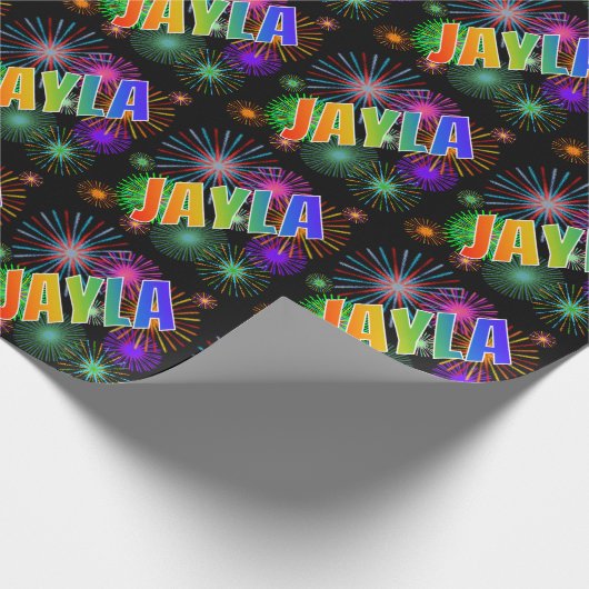 Rainbow Vorname "JAYLA" + Feuerwerk Geschenkpapier (Ecke)