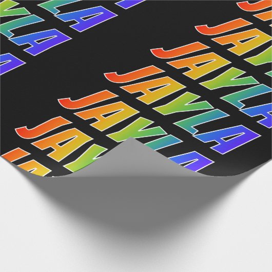 Rainbow Vorname "JAYLA"; Fun & Colorful Geschenkpapier (Ecke)