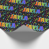 Rainbow Vorname "JAYLA" + Sterne Geschenkpapier (Ecke)