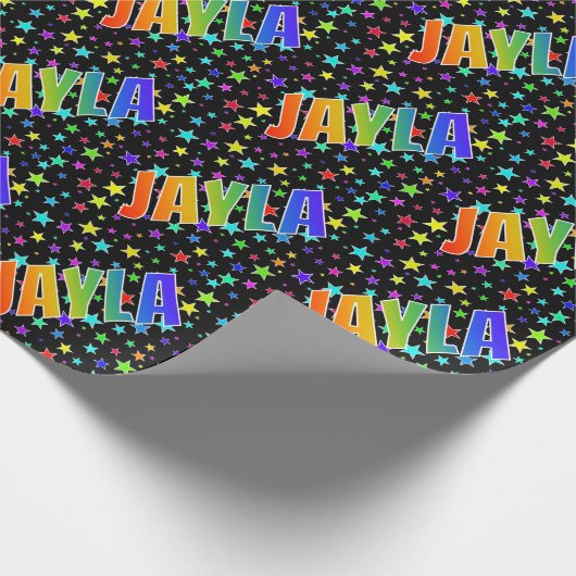 Rainbow Vorname "JAYLA" + Sterne Geschenkpapier (Ecke)