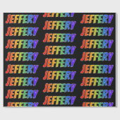 Rainbow Vorname "JEFFERY"; Fun & Colorful Geschenkpapier (Flach)