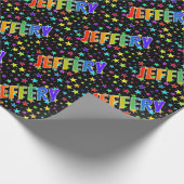 Rainbow Vorname "JEFFERY" + Sterne Geschenkpapier (Ecke)