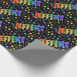 Rainbow Vorname "JEFFERY" + Sterne Geschenkpapier