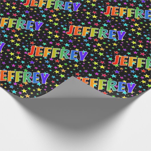 Rainbow Vorname "JEFFREY" + Sterne Geschenkpapier (Ecke)