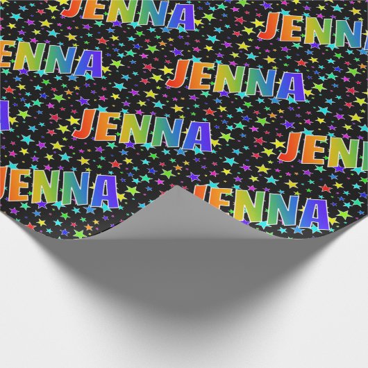 Rainbow Vorname "JENNA" + Sterne Geschenkpapier (Ecke)