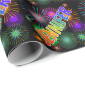 Rainbow Vorname "JENNIFER" + Feuerwerkskörper Geschenkpapier (Rolleneckpunkt)