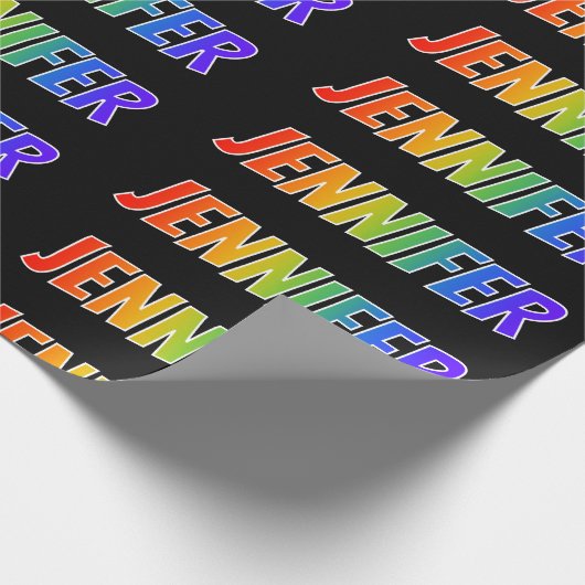 Rainbow Vorname "JENNIFER"; Fun & Colorful Geschenkpapier (Ecke)
