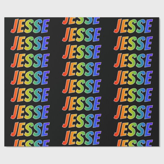 Rainbow Vorname "JESSE"; Fun & Colorful Geschenkpapier (Flach)