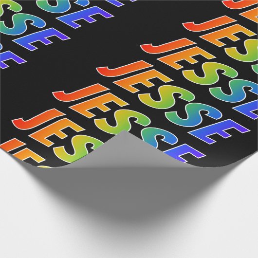 Rainbow Vorname "JESSE"; Fun & Colorful Geschenkpapier (Ecke)